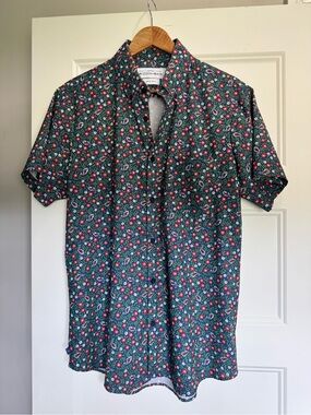 Mizzen+Main Green Short-Sleeve Floral Button-Down Shirt